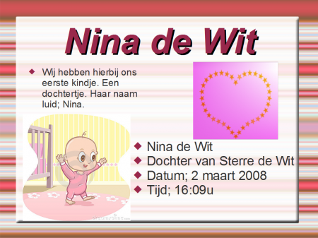 Nina de Wit geboorte